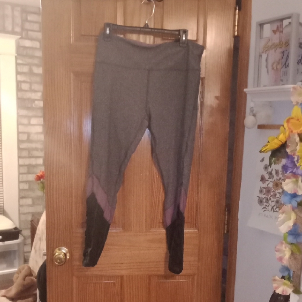 RBX Gray and Black Leggings with Purple Highlights